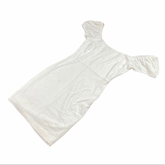 {Windsor} Eyelet Puff Sleeves Mini Dress - Picture 6 of 7